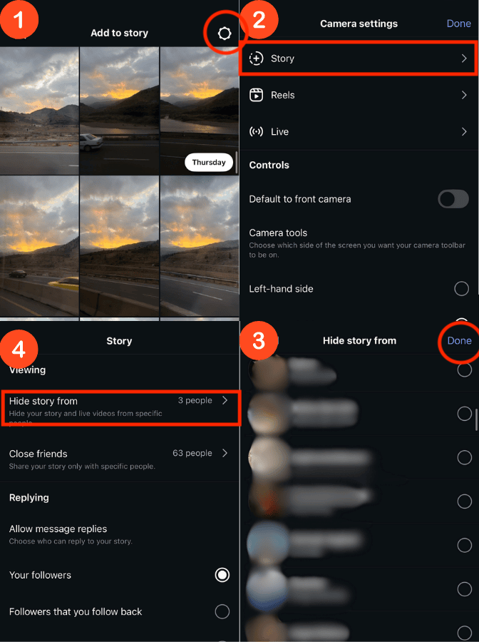 How to hide users from viewing stories