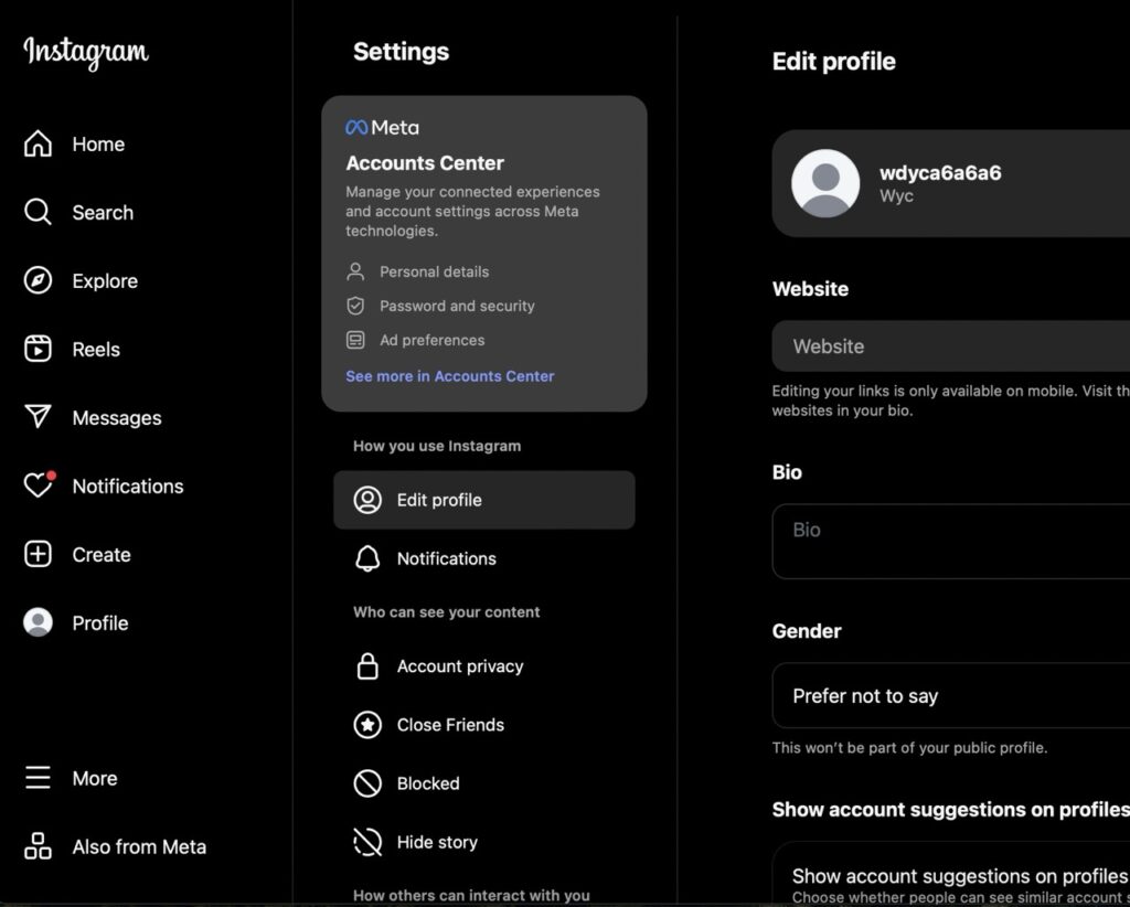 Choose the “Account Center”