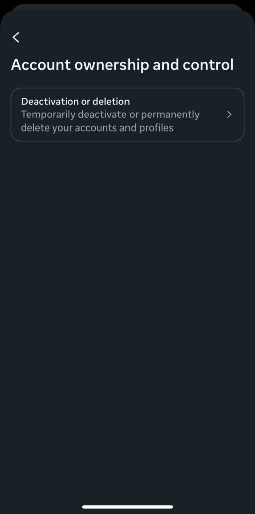 Tap on “Deactivation or deletion”