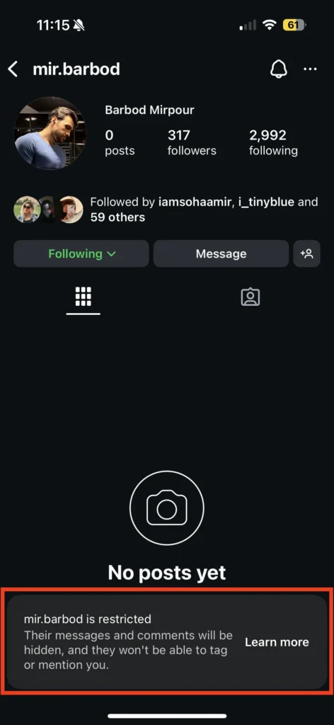 What restricting someone on Instagram does