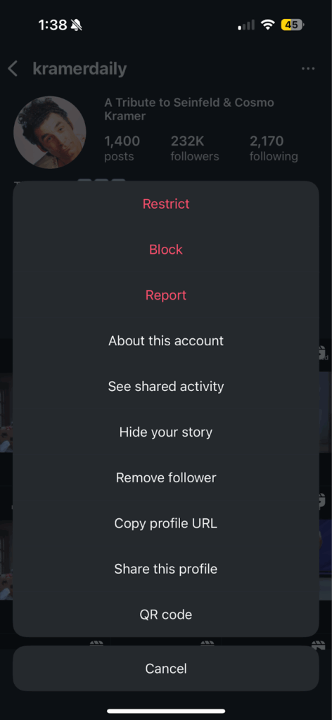Tap on the restrict