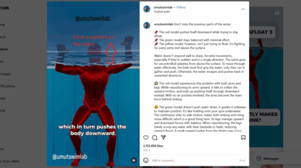 How to Pause Instagram Reels on a Desktop: Click Anywhere on the Video