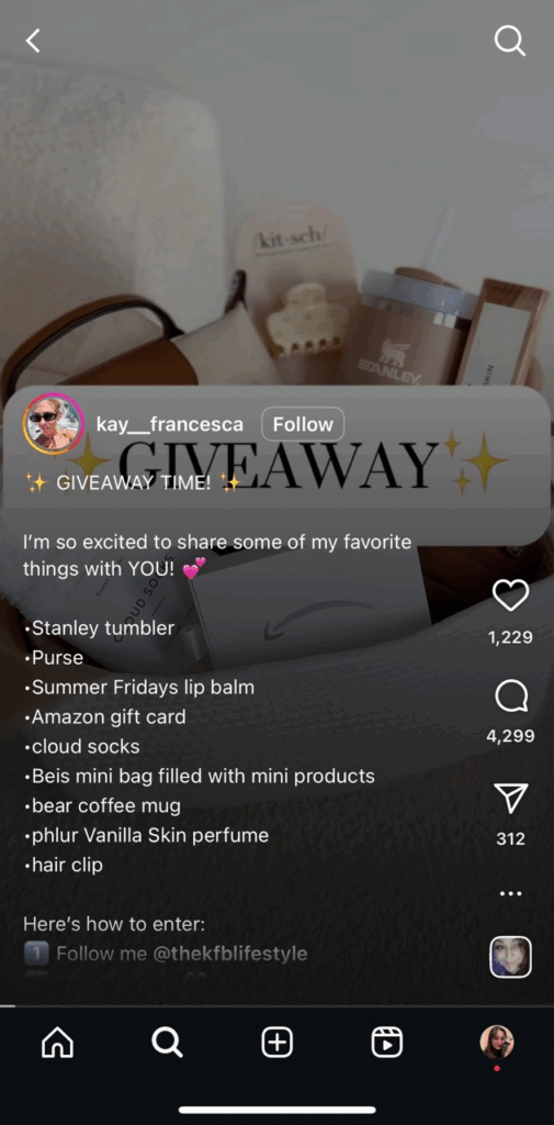 Giveaway example to get you more followers on IG