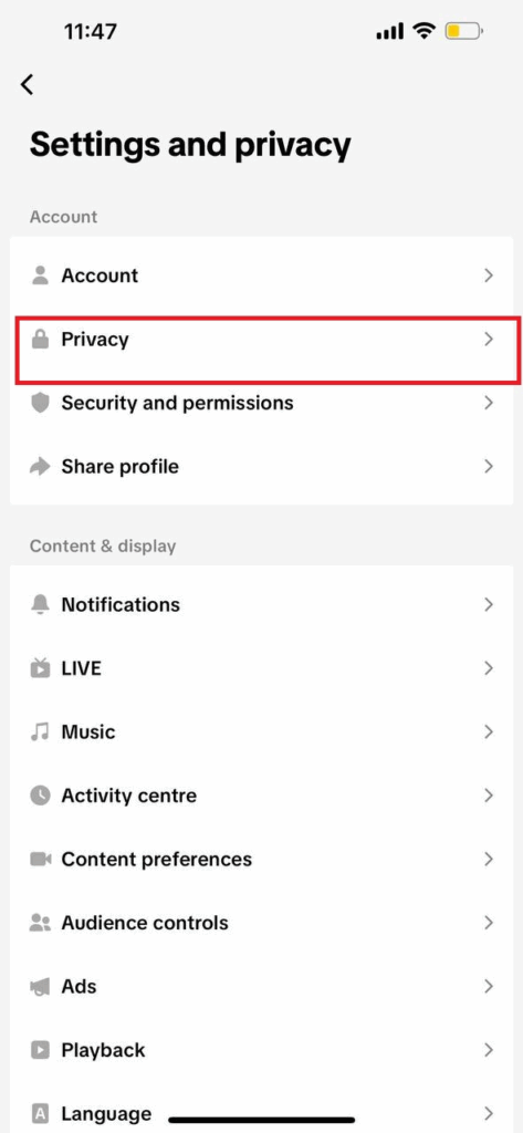 Turning Off Downloading Option in 'privacy' on TikTok 