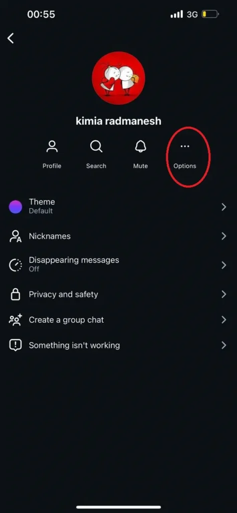 Step 2: Tap Options to See 'Restrict' Item