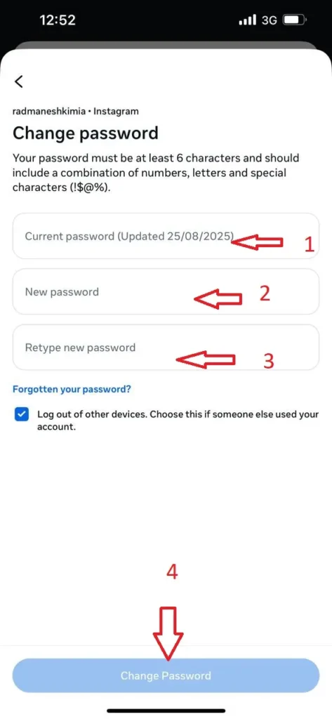 Enter Your Old & New Password to Update It